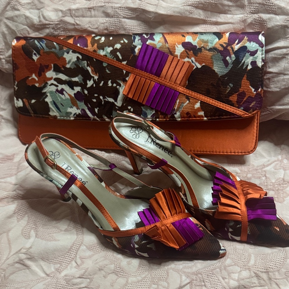 Colorful Slingback Heels and Clutch Set j Renee